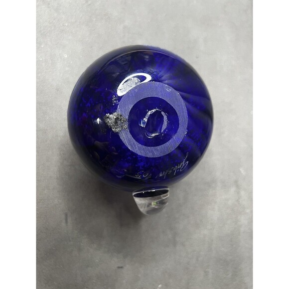 Kyle Gribskov Cobalt Blue Iridescent Inlaid Swirls Wave Blown Art Glass Pitcher - Picture 11 of 16